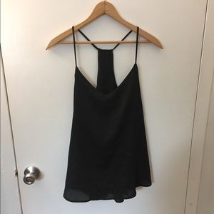 Black satin tank top
